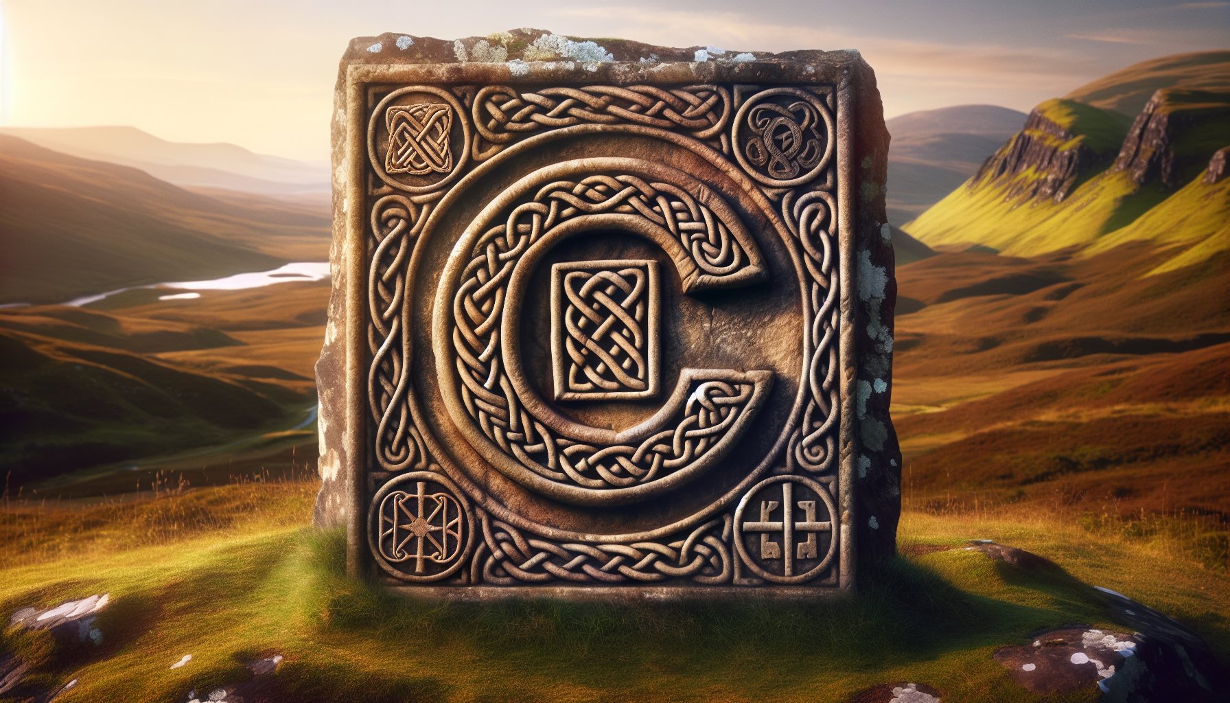 Celtic stone carving with surnames that start with C origins