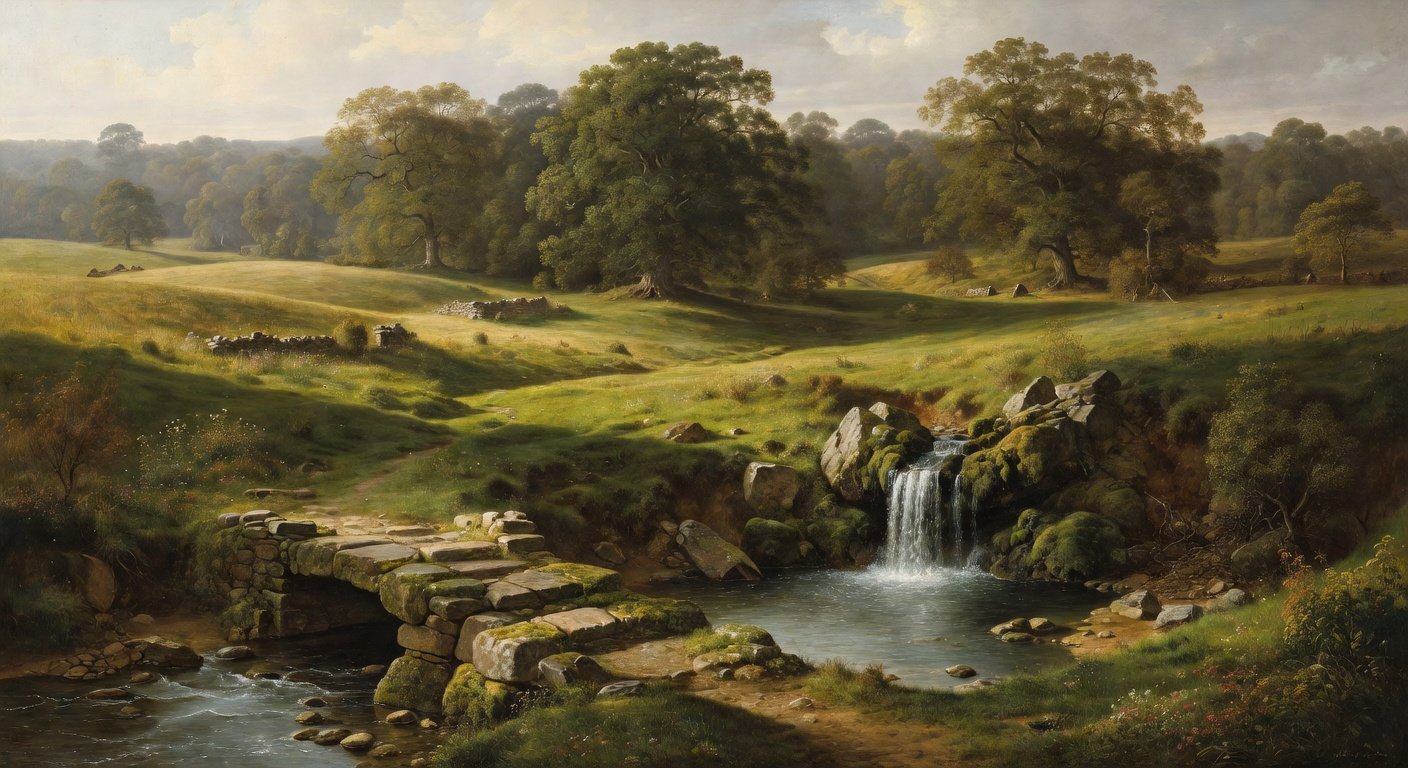 English countryside landscape showing geographical features behind F surnames