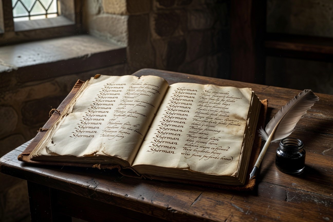 Historical parish records showing Sherman name origin spelling variations