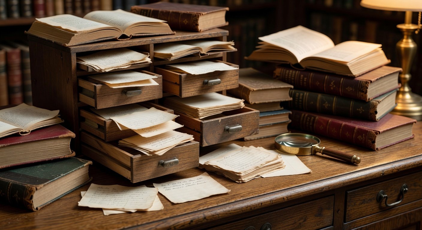 Catawba County obituaries research tools including vintage card catalogs and genealogy books