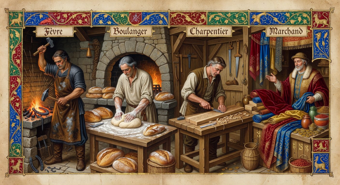 Medieval French occupations that became common French surnames like Boucher and Boulanger