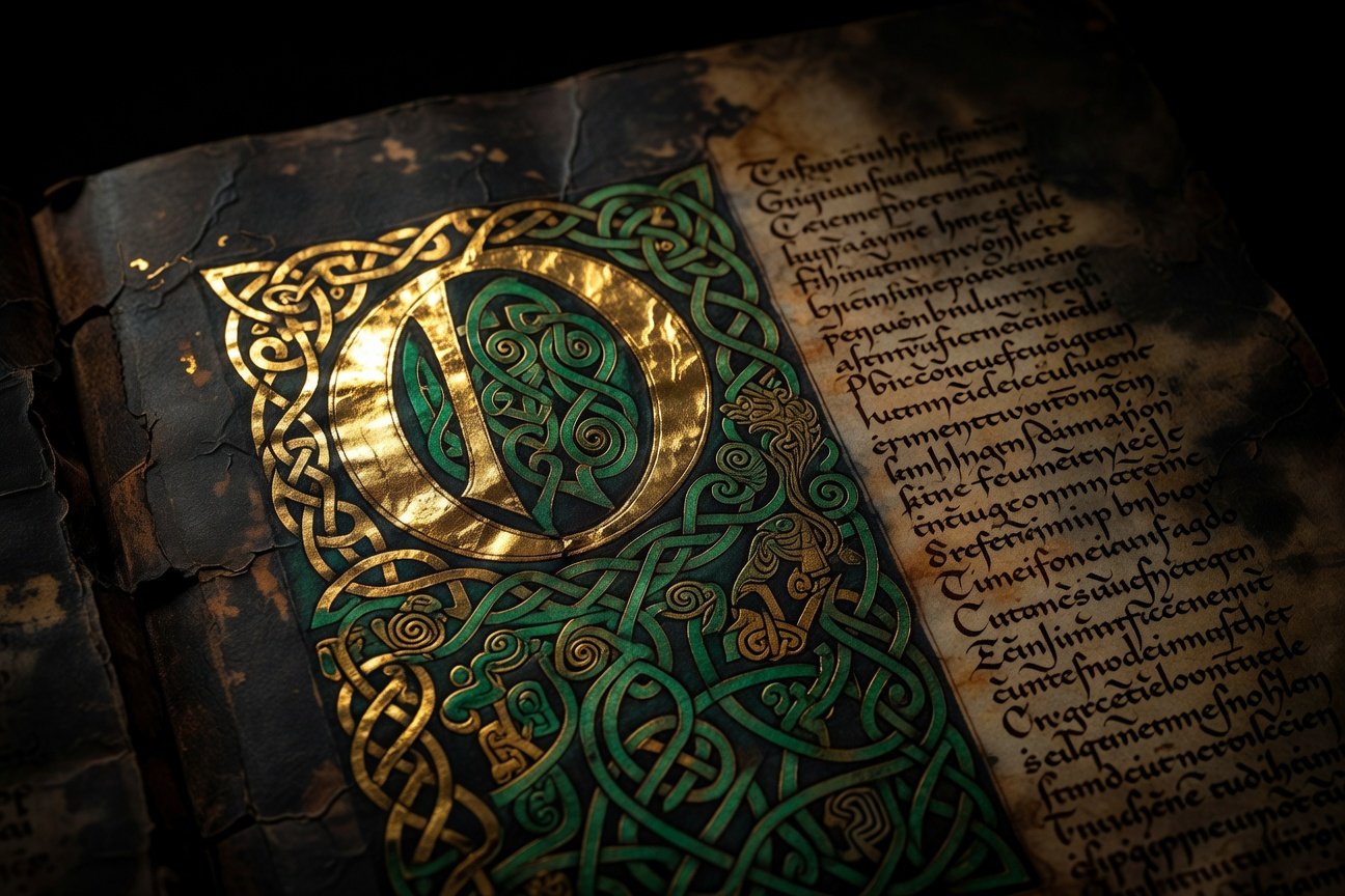 Celtic illuminated manuscript showing ornate letter O with surnames starting with O