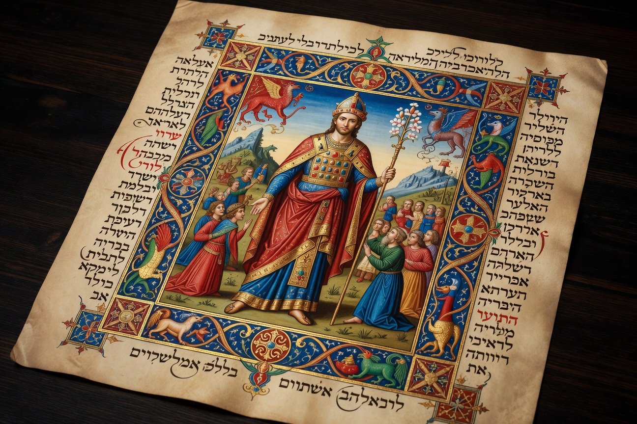 Medieval manuscript depicting Aaron name meaning in biblical context