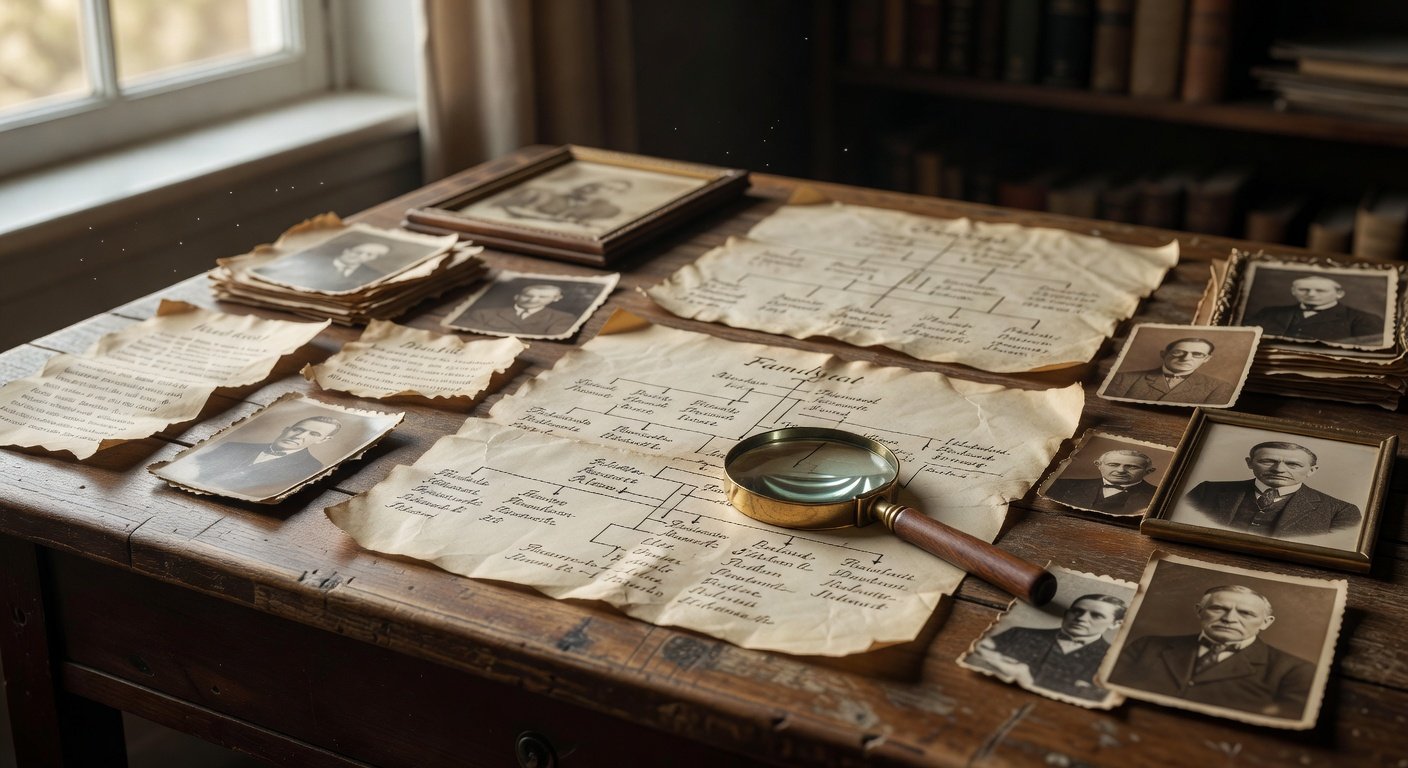Genealogy research materials including Medina County obituary clippings