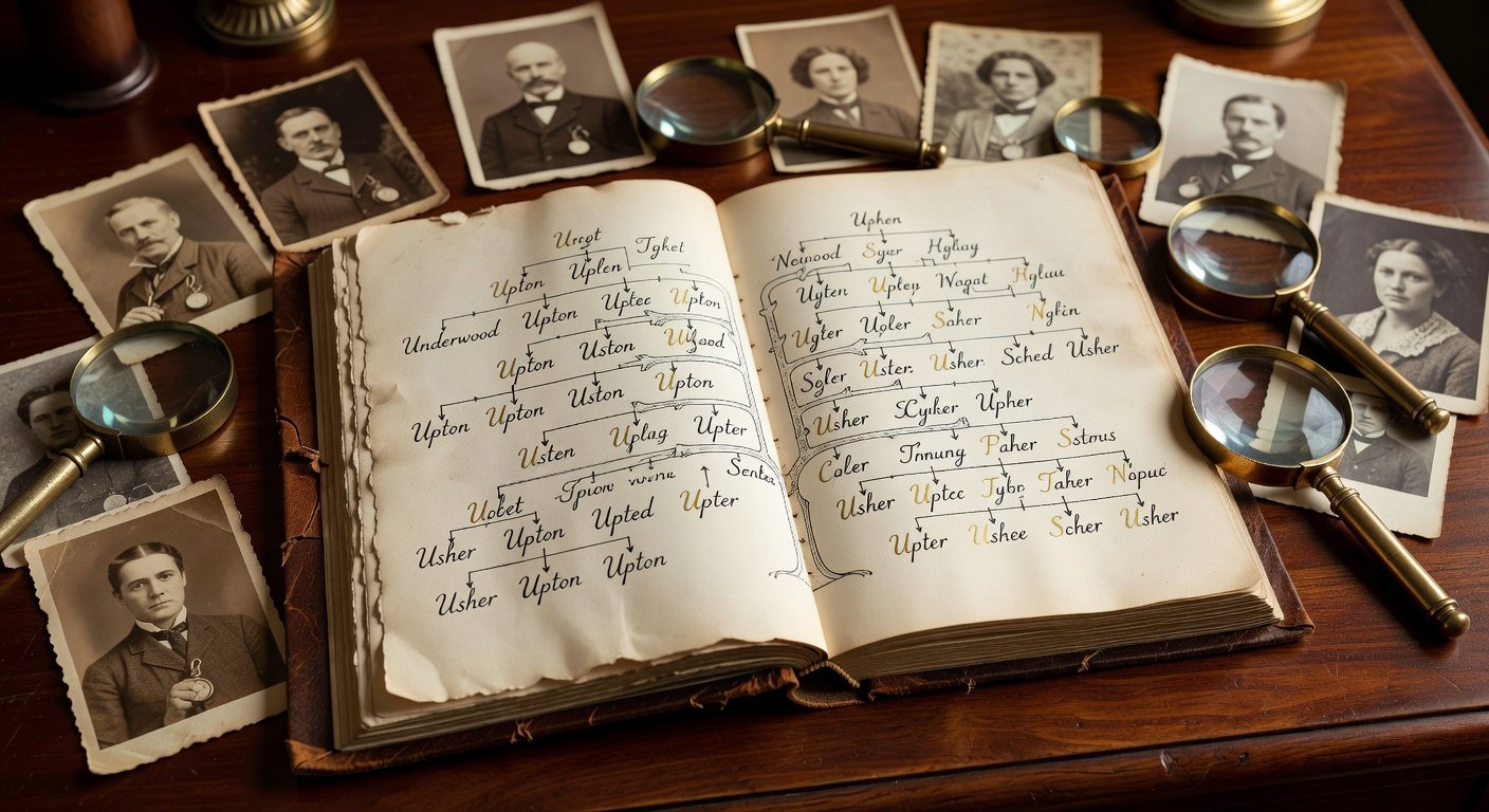 Genealogy book showing surnames starting with U family tree research