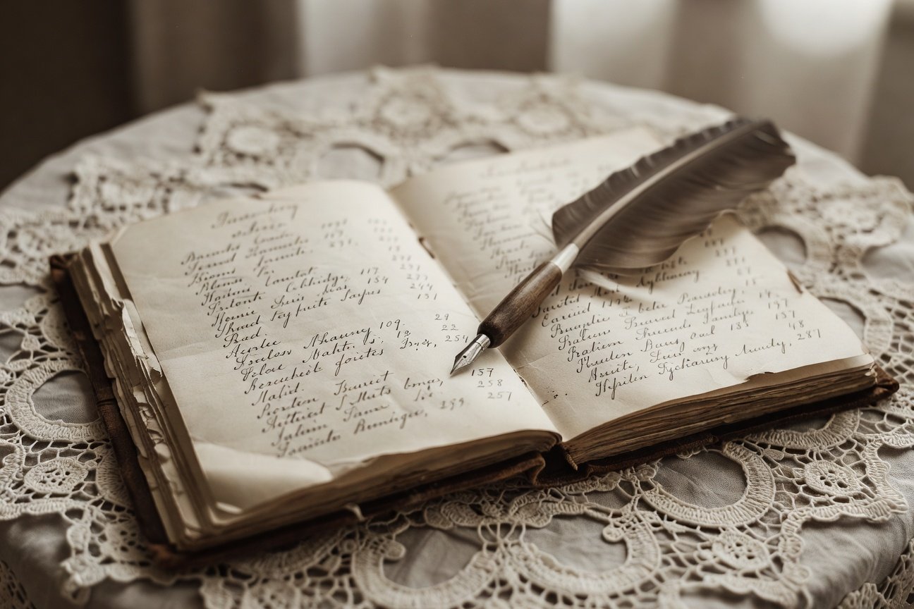 Old family album showcasing surname origin research