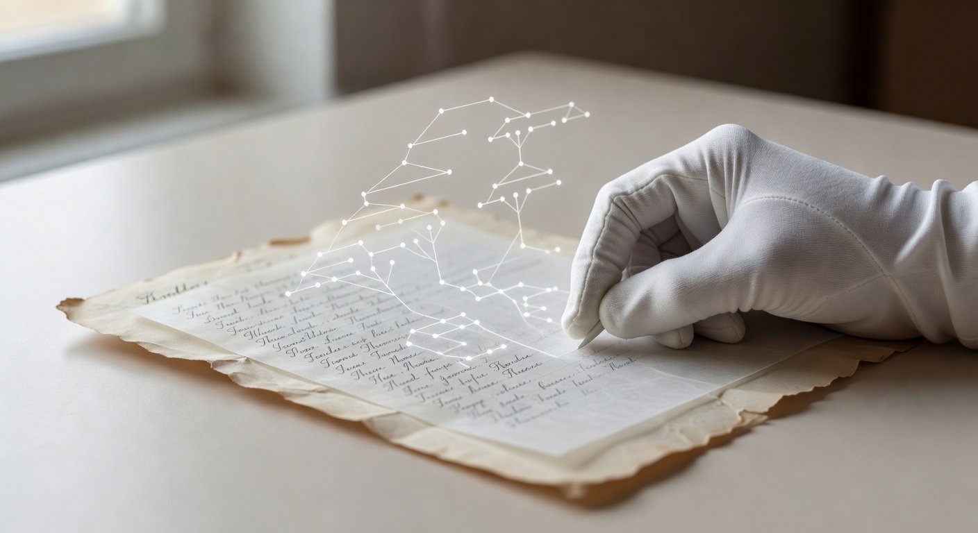 Step-by-step tracing of old handwriting in genealogy census