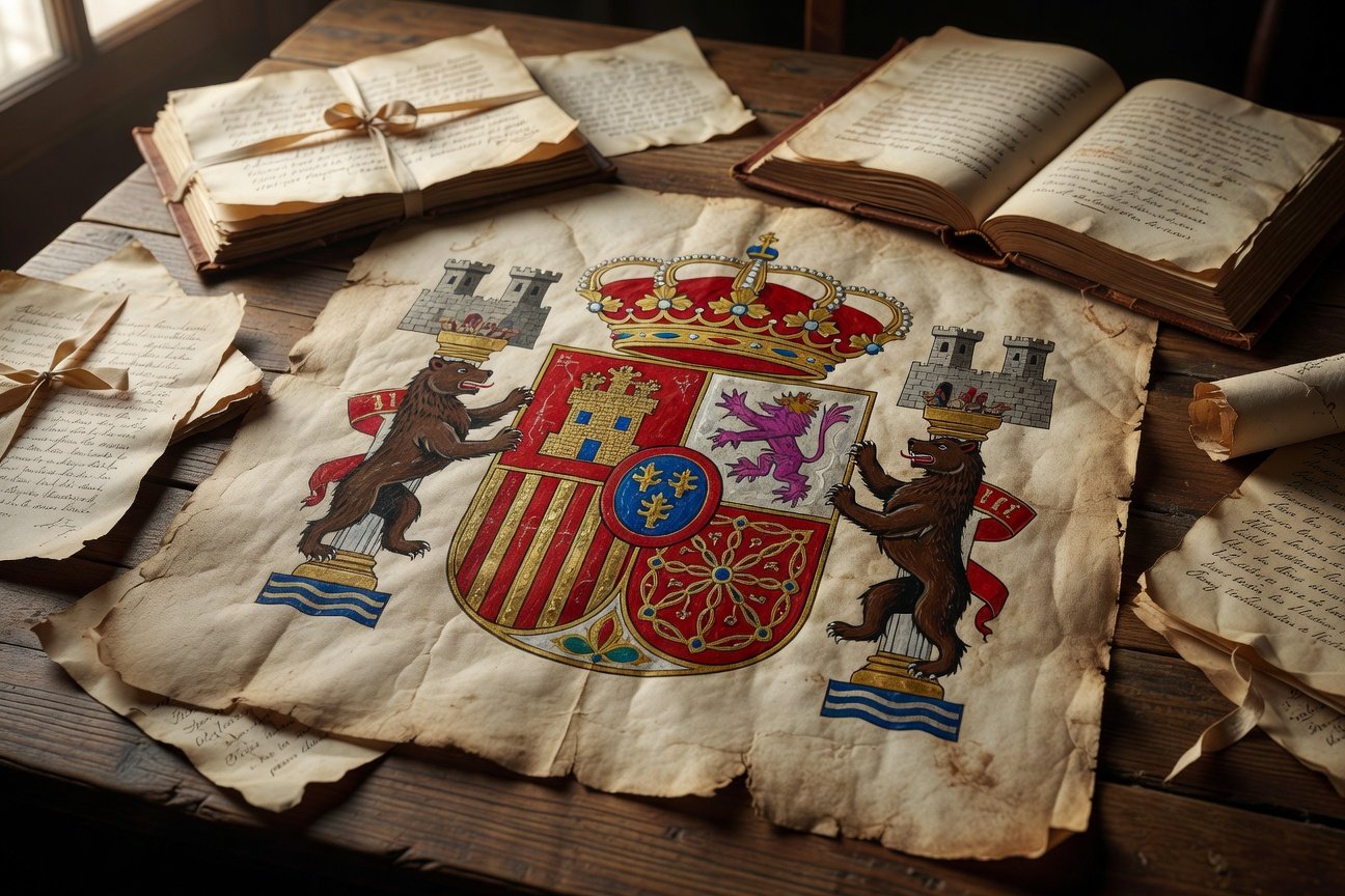 Garcia family coat of arms displaying heraldic bears and Spanish noble symbols